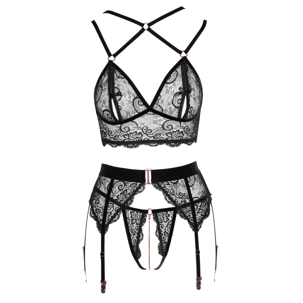 Abierta Fina Lacey Open Suspender Set-Katys Boutique