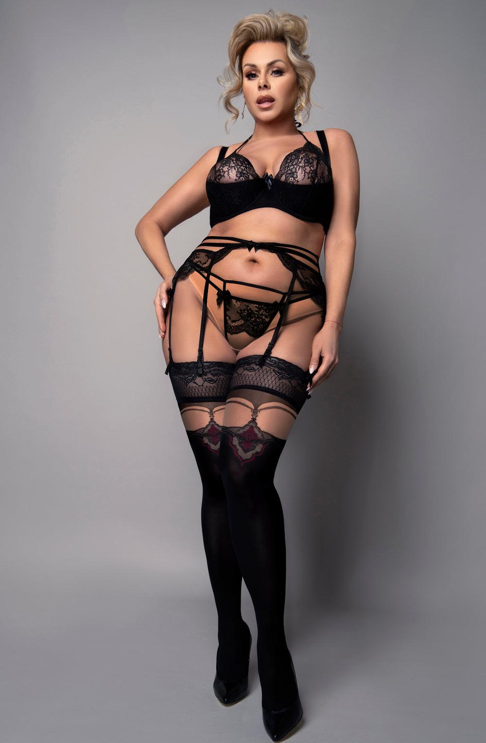 Ballerina 602 Black/Skin Hold Ups Plus-Katys Boutique