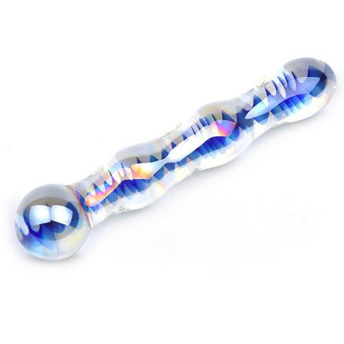 Blue Wavy Glass Dildo-Katys Boutique