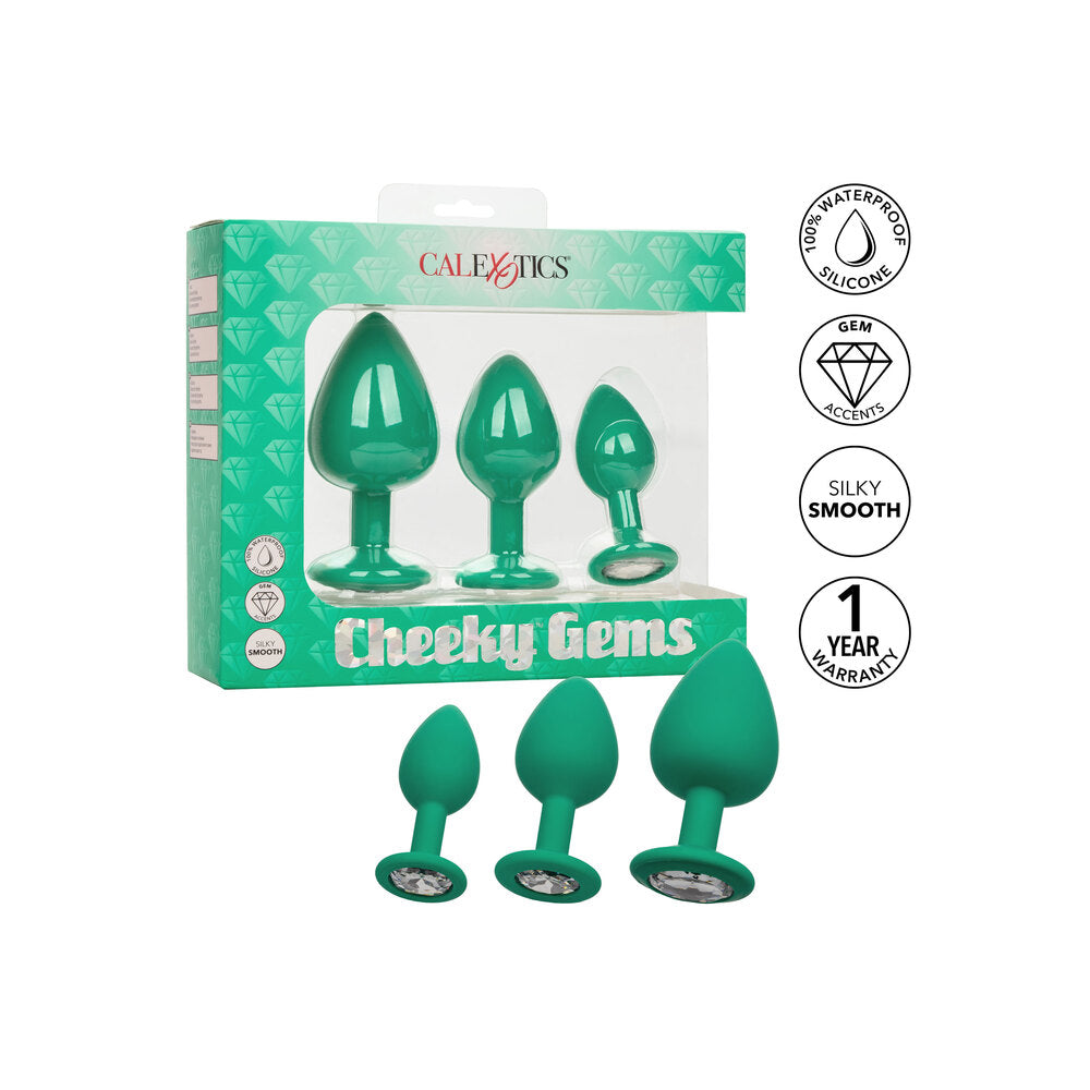 Cheeky Gems Butt Plugs 3 Piece Set Green-Katys Boutique