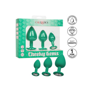 Cheeky Gems Butt Plugs 3 Piece Set Green-Katys Boutique