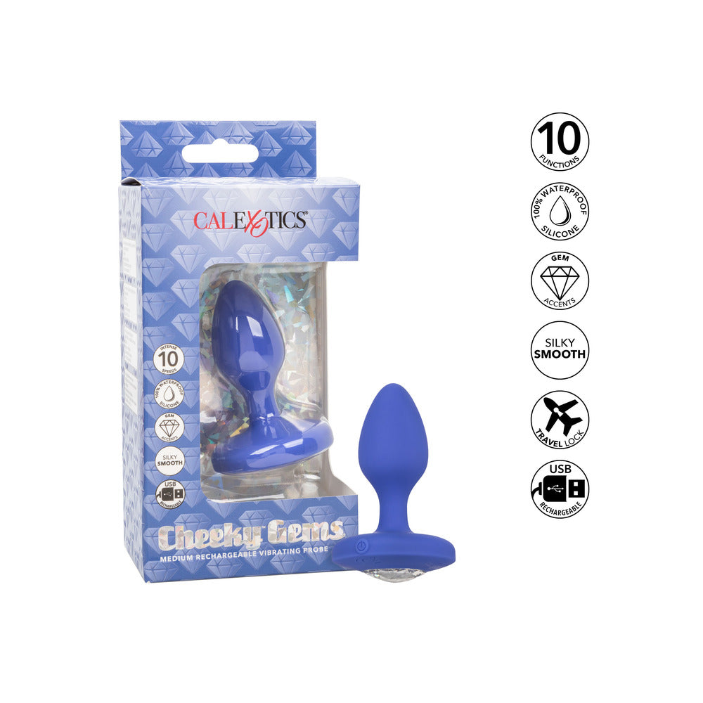 Cheeky Gems Medium Rechargeable Vibrating Butt Plug-Katys Boutique