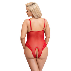 Cottelli Curves Crotchless Body Red-Katys Boutique