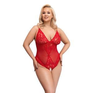 Cottelli Curves Crotchless Body Red-Katys Boutique