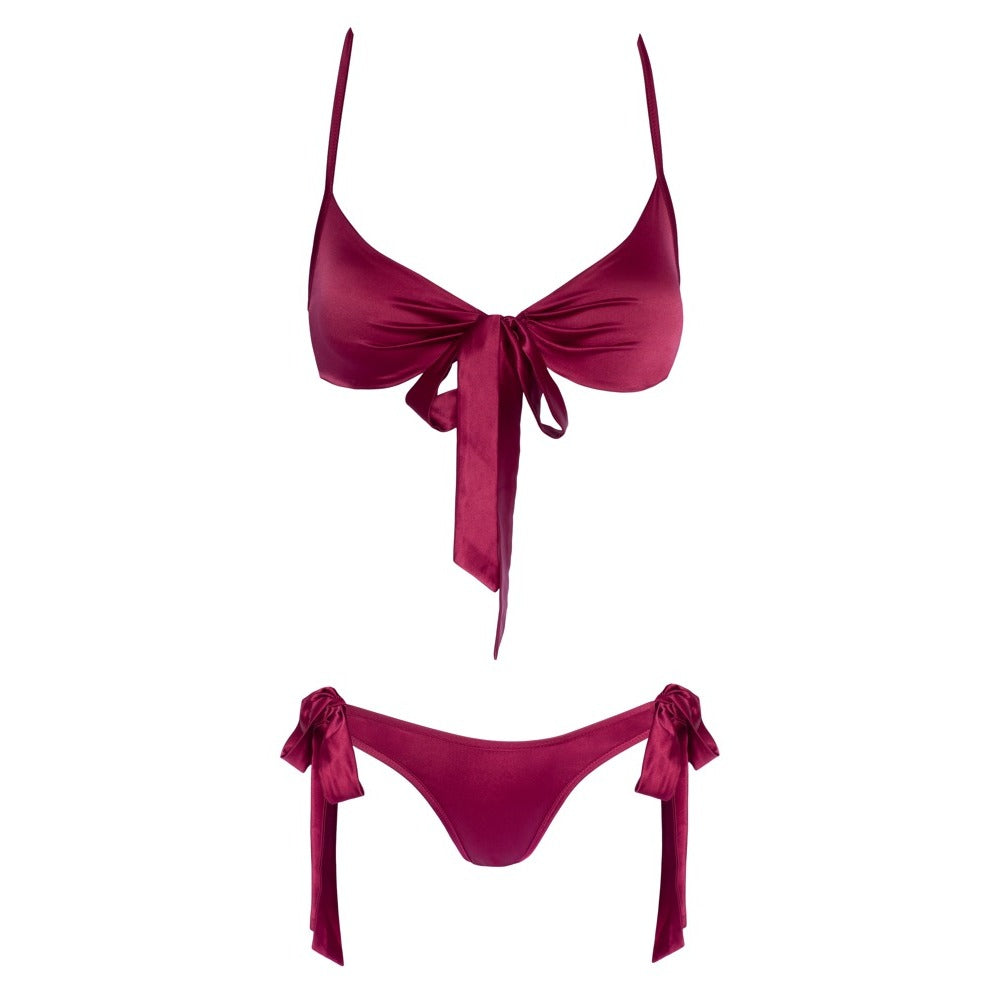 Cottelli Tie Up Bra And Briefs Set Red-Katys Boutique