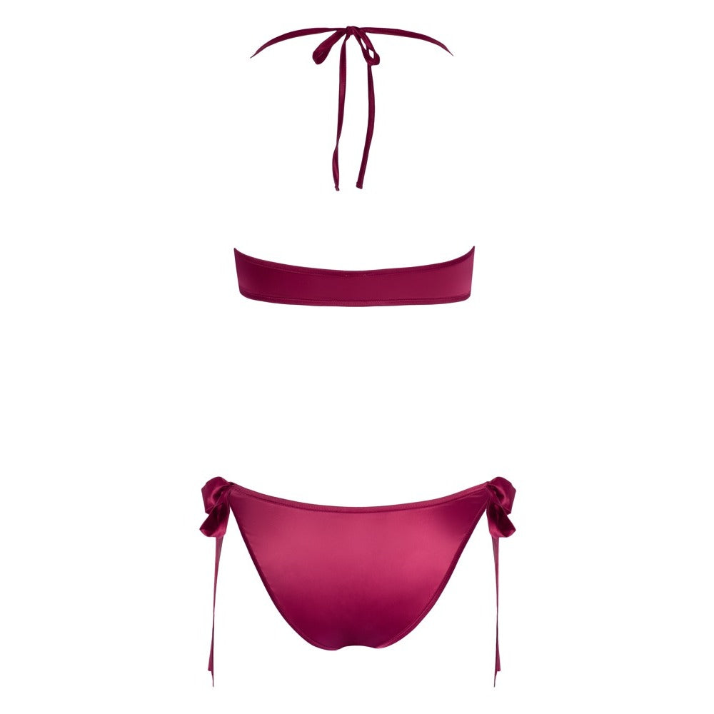 Cottelli Tie Up Bra And Briefs Set Red-Katys Boutique