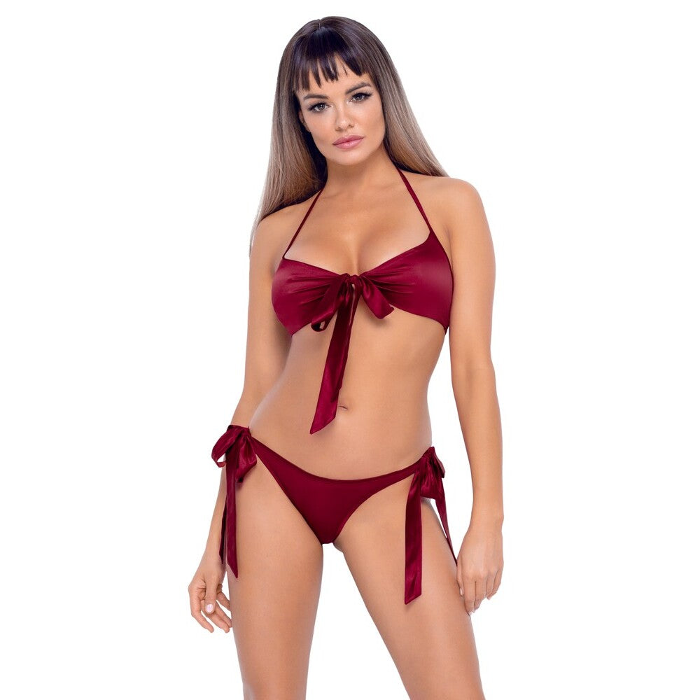 Cottelli Tie Up Bra And Briefs Set Red-Katys Boutique