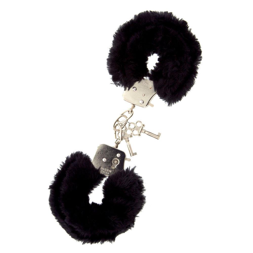 Furry Metal Handcuffs Black-Katys Boutique