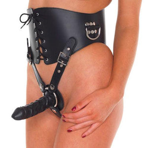 Leather Waist Corset With Strap On Dildo-Katys Boutique