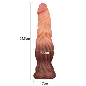 Lovetoy 9.5 Inch Dual Layered Silicone Cock Flesh Brown-Katys Boutique