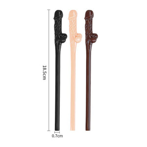 Lovetoy Pack Of 9 Willy Straws Black Brown And Pink-Katys Boutique