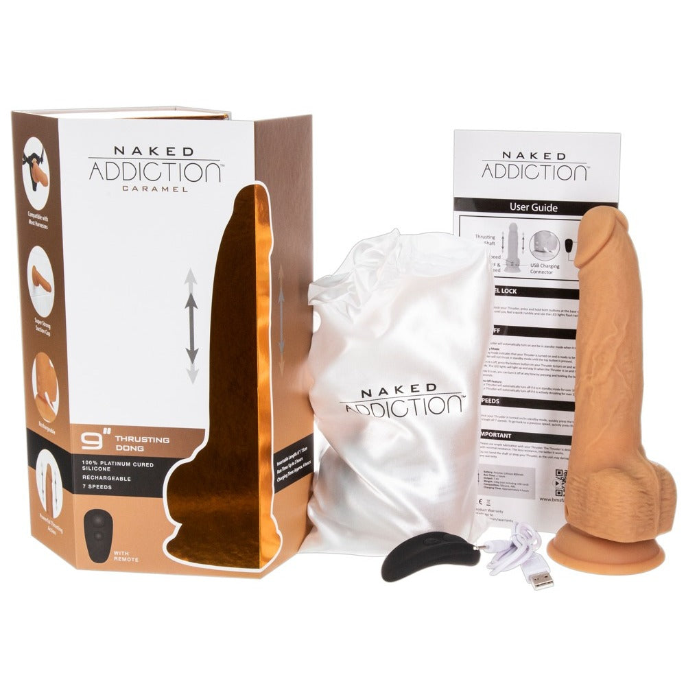 Naked Attraction 9 Inch Thrusting Dildo Caramel-Katys Boutique