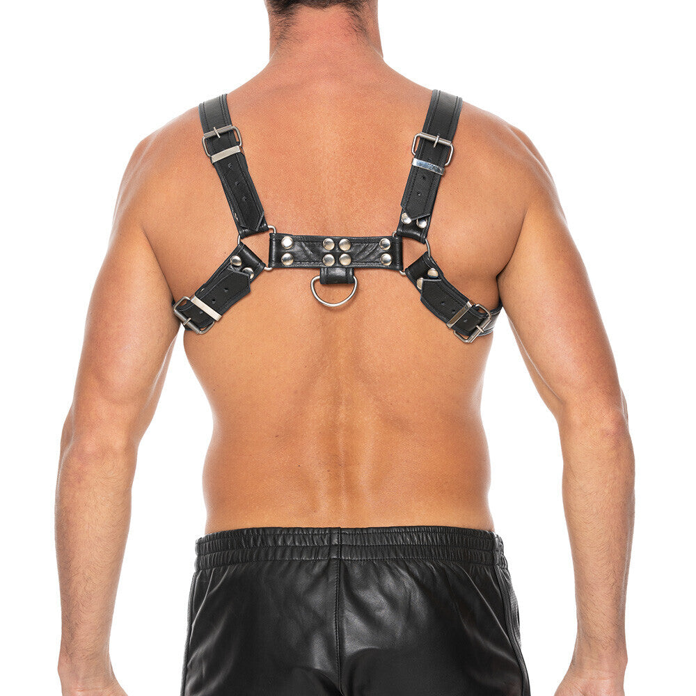 Ouch Chest Bulldog Harness Black Large to Xlarge-Katys Boutique