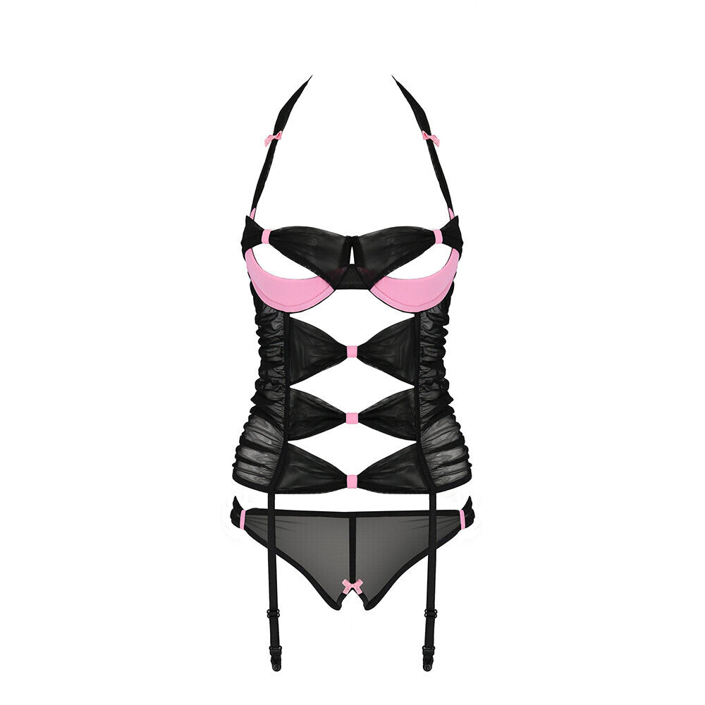 Passion Praline Black And Pink Corset-Katys Boutique