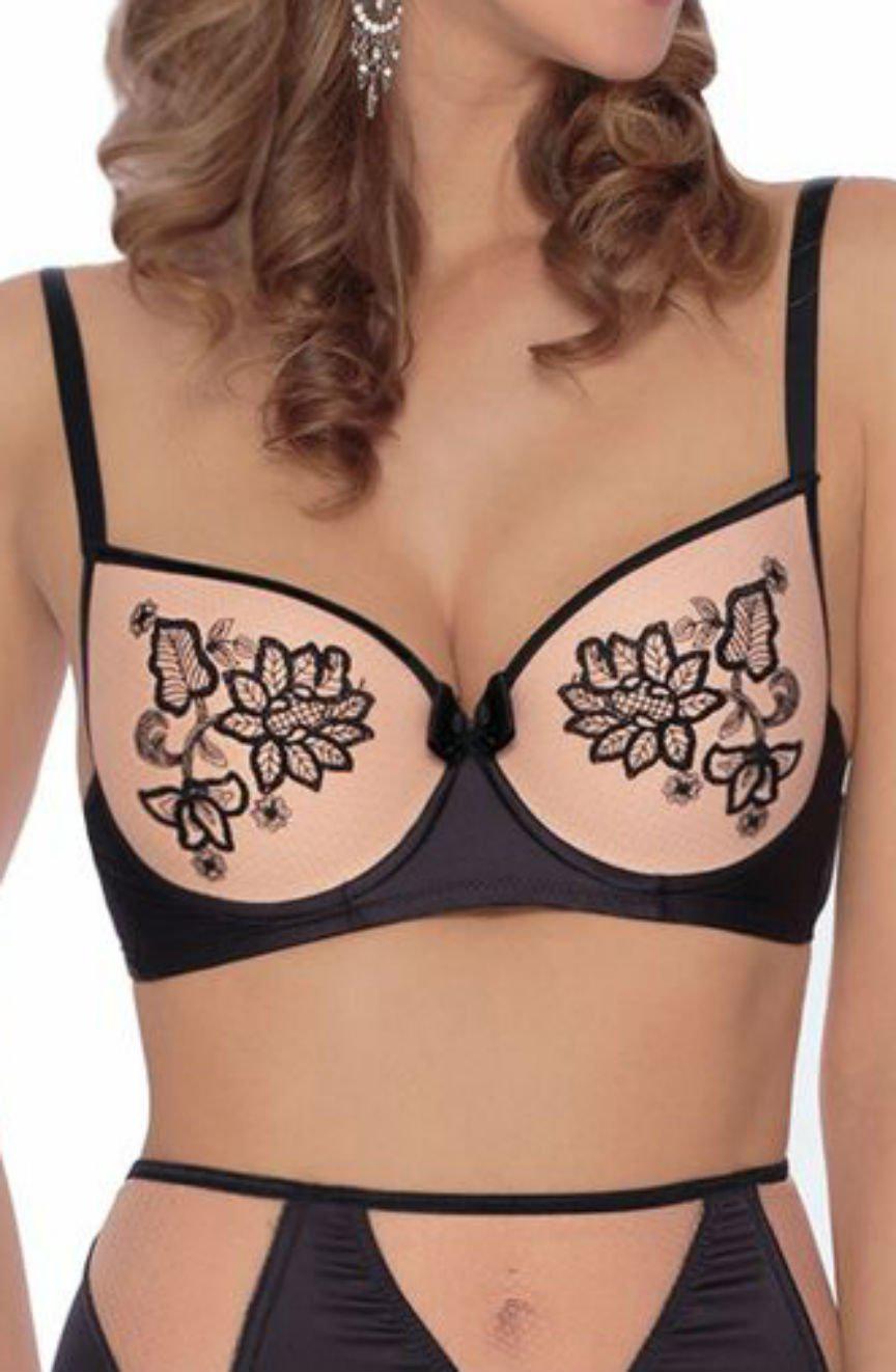 Roza Mehendi Push Up Bra Black-Katys Boutique