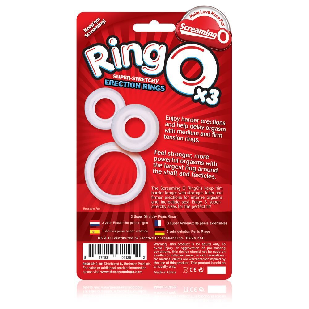 Screaming O RingO x3 Clear Cock Rings-Katys Boutique