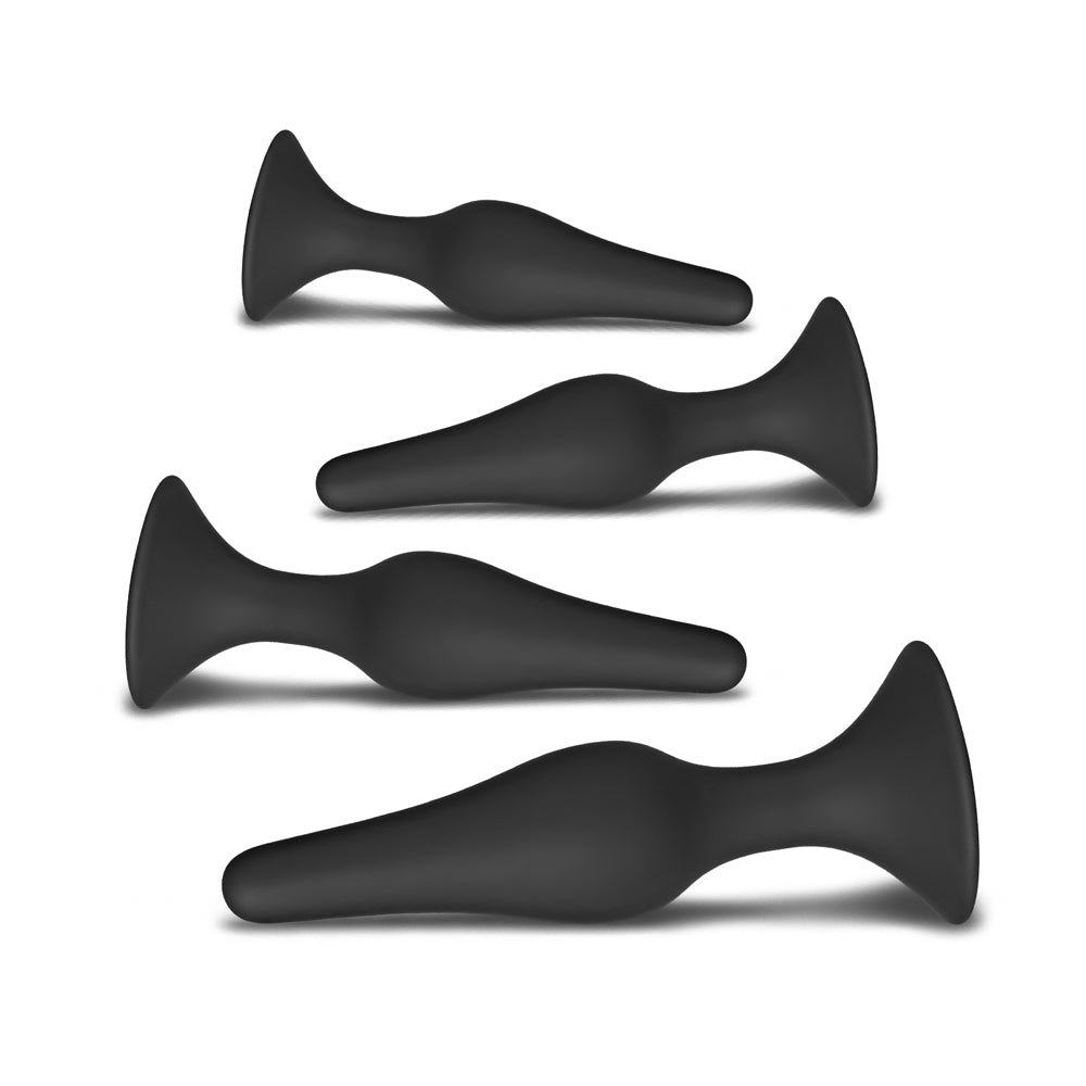 Set of Four Silicone Butt Plugs Black-Katys Boutique