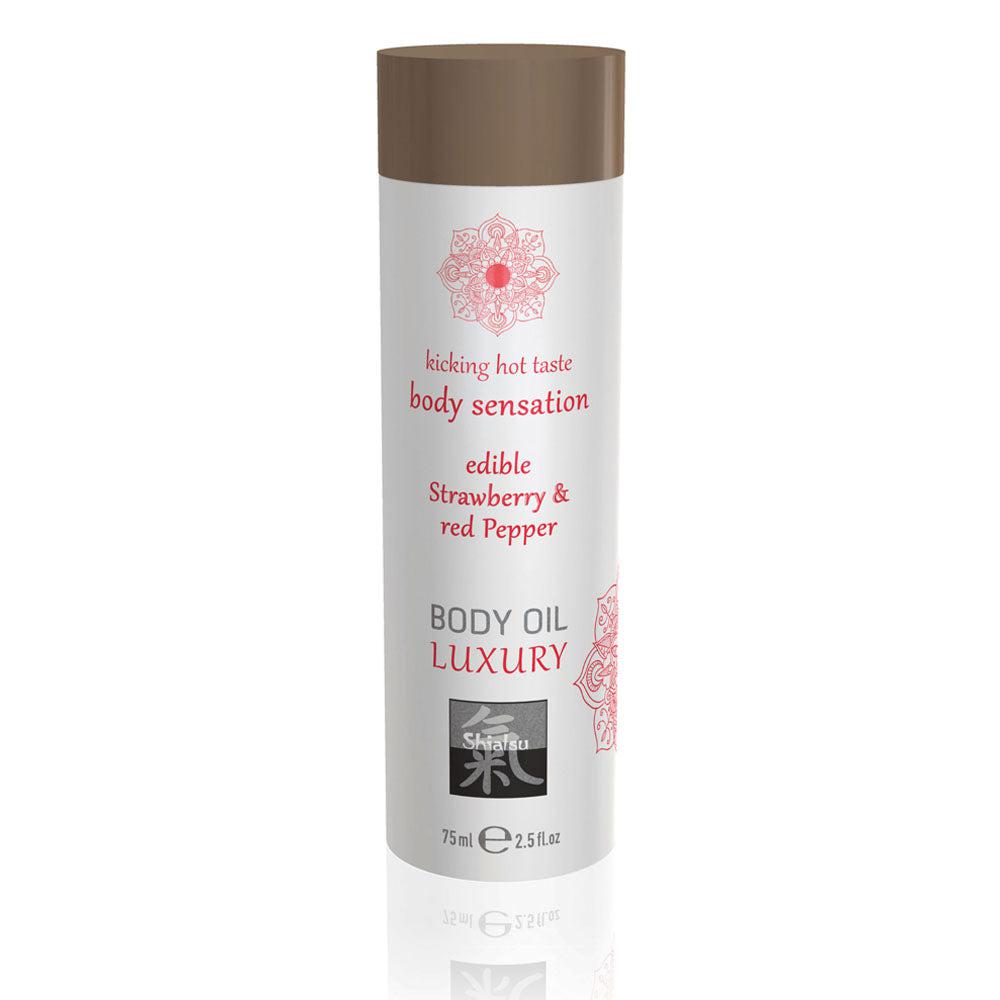 Shiatsu Luxury Body Oil Edible Strawberry And Red Pepper 75ml-Katys Boutique