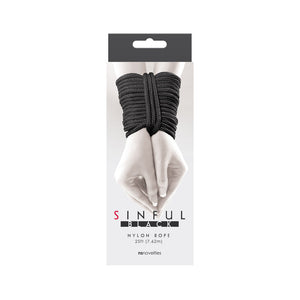 Sinful 25 Foot Nylon Rope Black-Katys Boutique