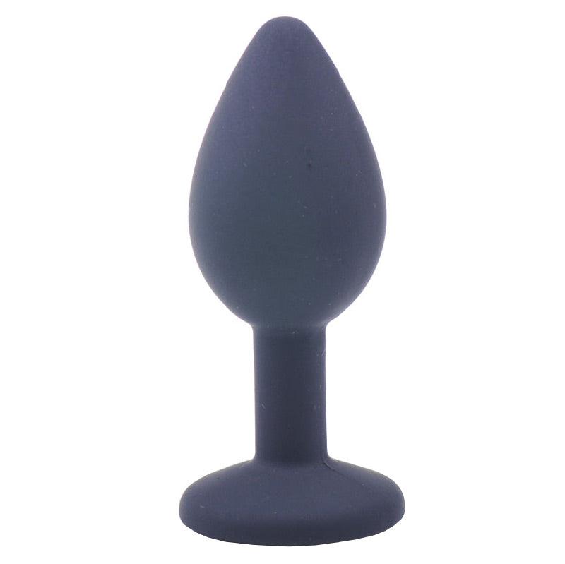 Small Black Jewelled Silicone Butt Plug-Katys Boutique