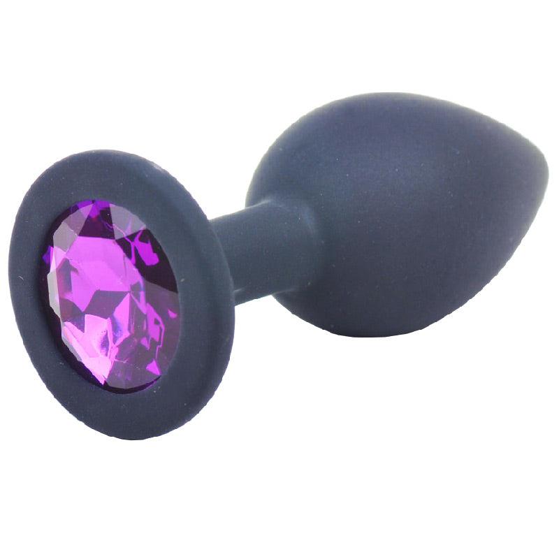 Small Black Jewelled Silicone Butt Plug-Katys Boutique