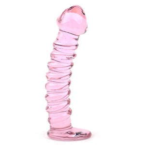 Textured Pink Glass Dildo-Katys Boutique