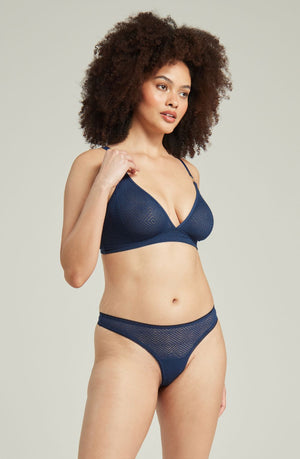 The Sheer Deco Barely There Thong Navy-Katys Boutique