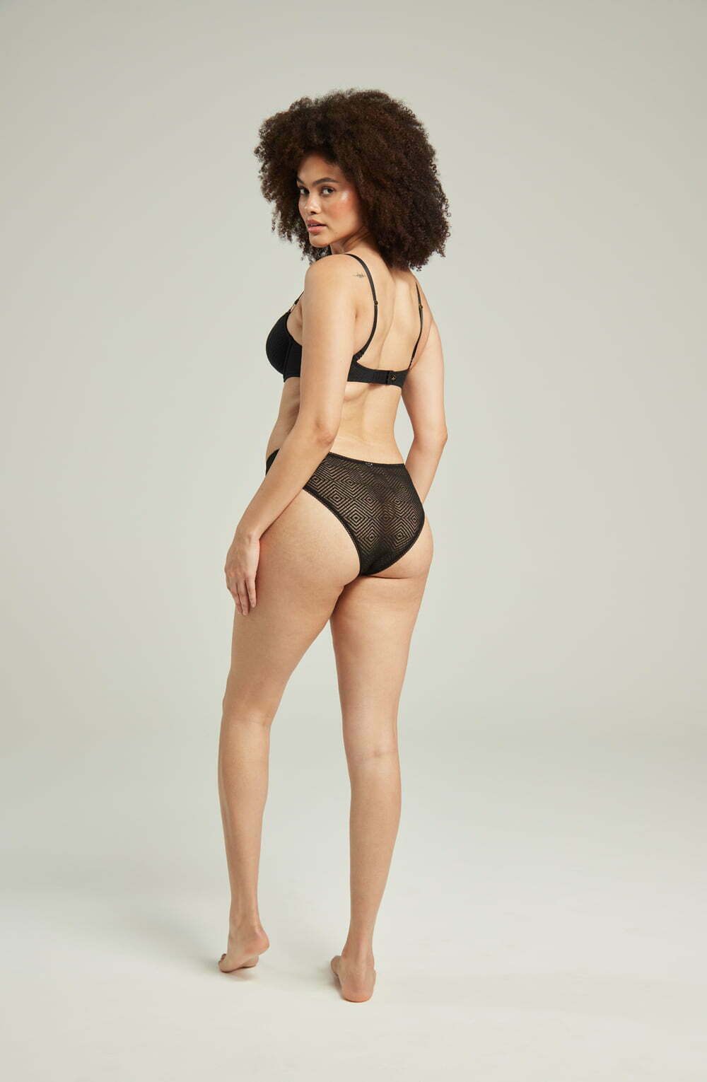 The Sheer Deco High Leg Brief Black-Katys Boutique