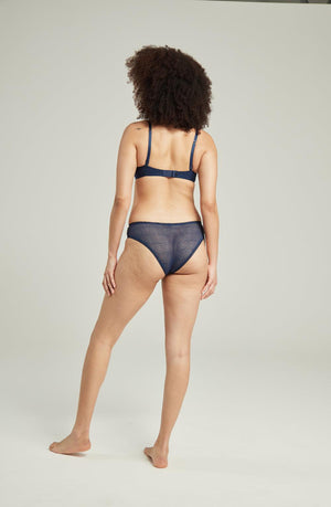 The Sheer Deco High Leg Brief Navy-Katys Boutique