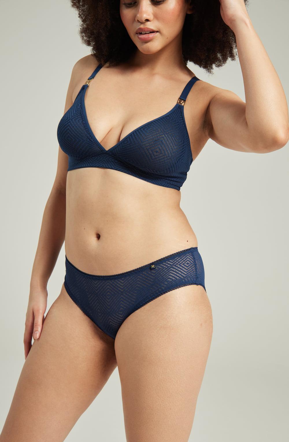 The Sheer Deco Hipster Brief Navy-Katys Boutique