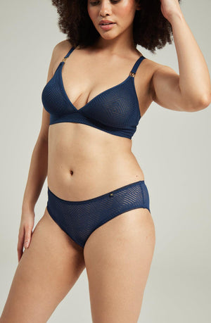 The Sheer Deco Hipster Brief Navy-Katys Boutique