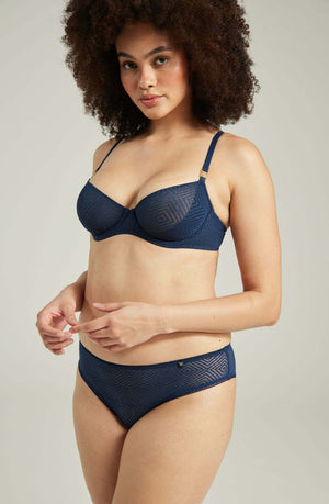 The Sheer Deco Lift Balcony Bra Navy Up To Gg Cup-Katys Boutique