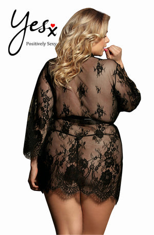 Yesx Yx827Q Robe Set Black - Up To 6Xl-Katys Boutique