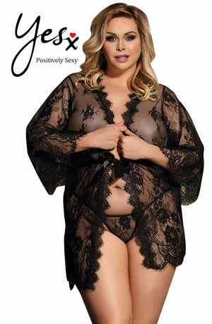 Yesx Yx827Q Robe Set Black - Up To 6Xl-Katys Boutique