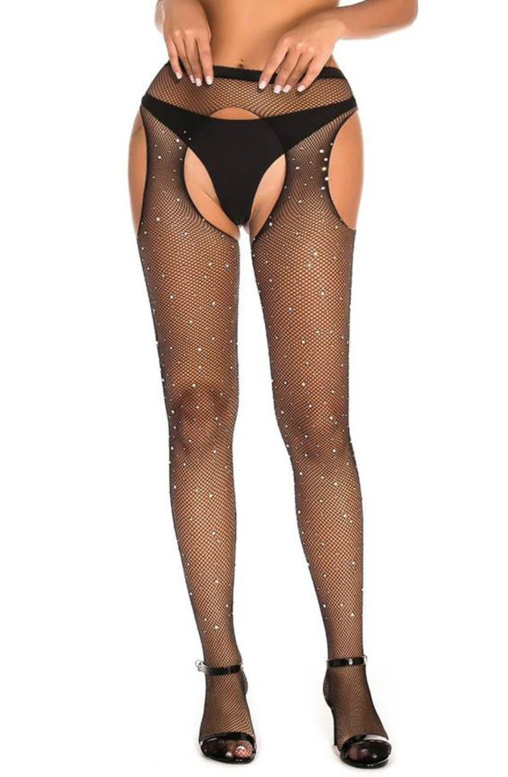 Yesx Yx850 Sparkly Fishnet Black Tights-Katys Boutique