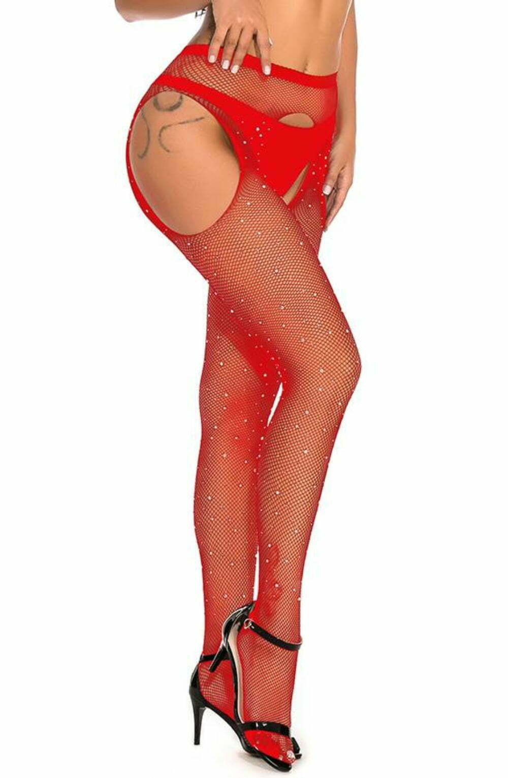 Yesx Yx852 Sparkly Fishnet Red Tights-Katys Boutique