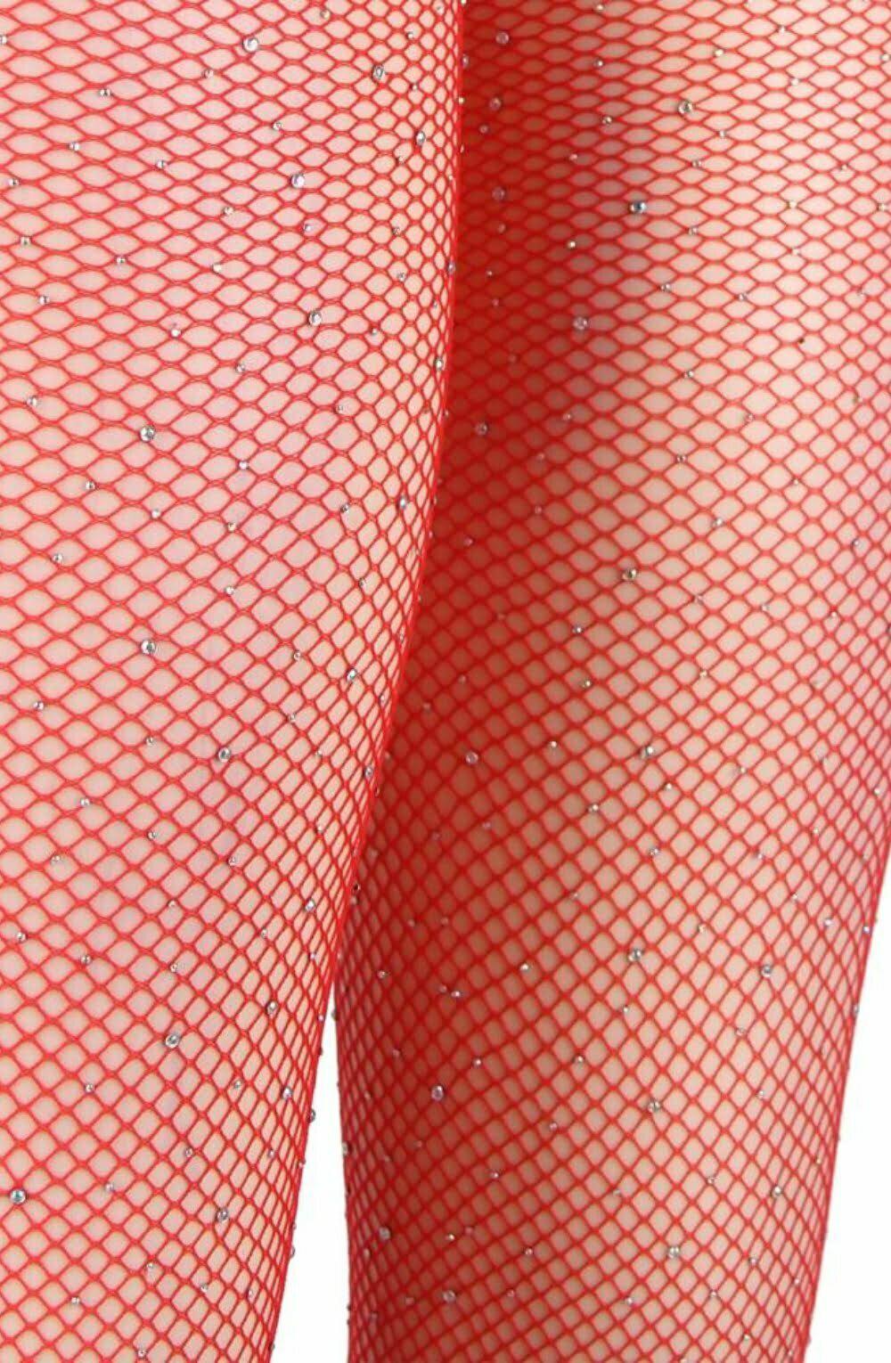 Yesx Yx852 Sparkly Fishnet Red Tights-Katys Boutique