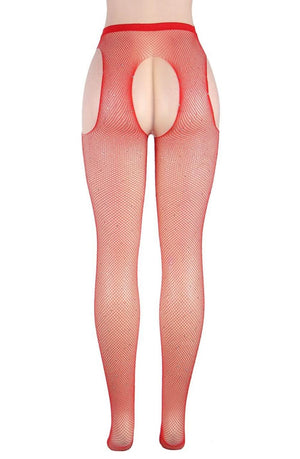 Yesx Yx852 Sparkly Fishnet Red Tights-Katys Boutique