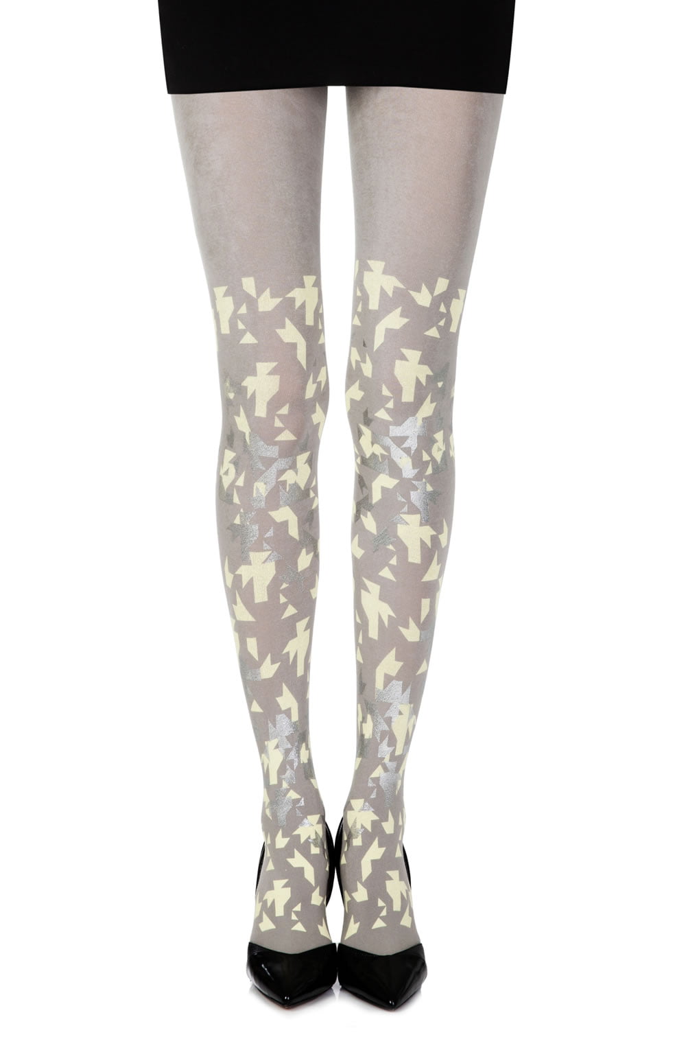 Zohara "Confetti" Grey Print Tights-Katys Boutique