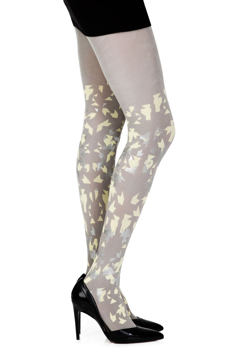 Zohara "Confetti" Grey Print Tights-Katys Boutique