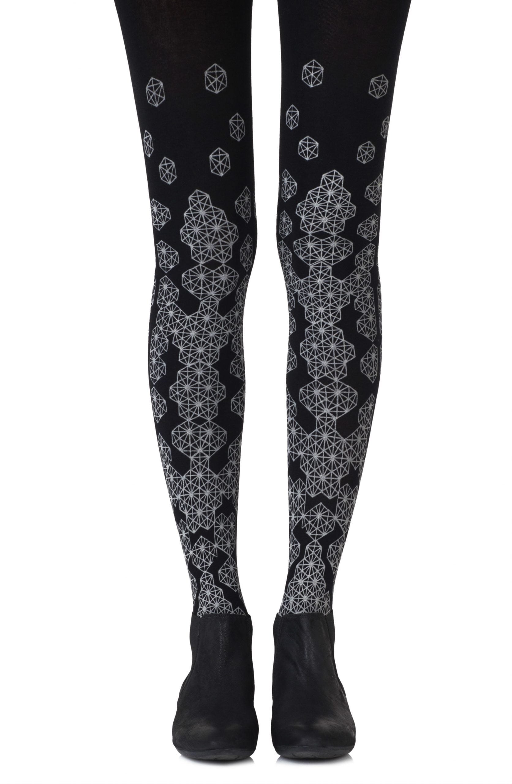 Zohara "Queen Bee" Grey Print Tights-Katys Boutique