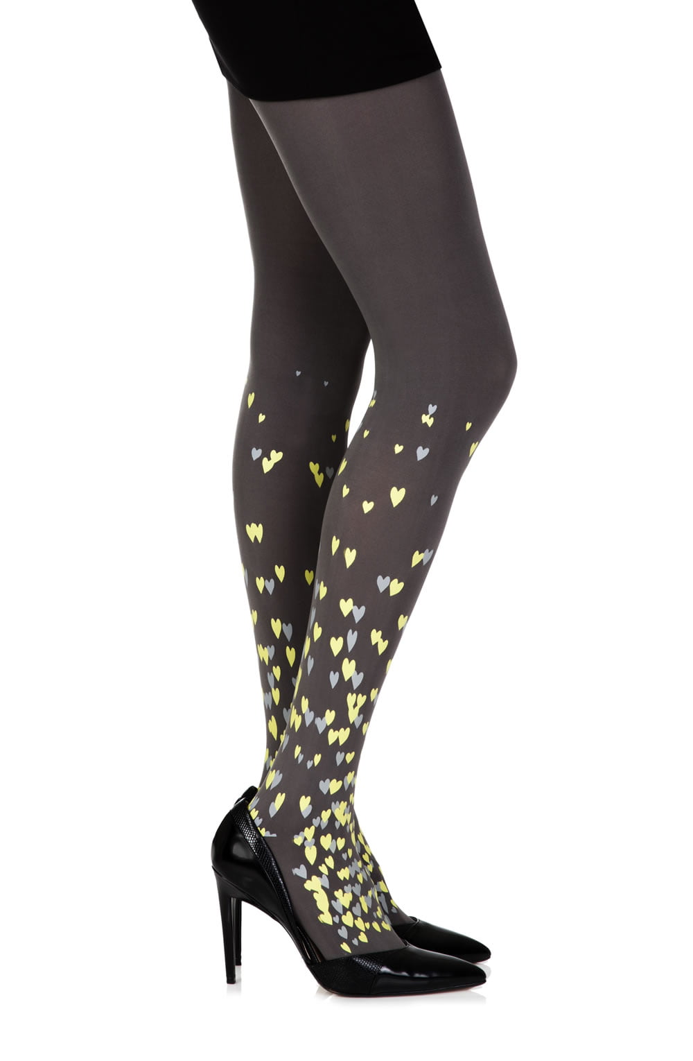 Zohara "Queen Of Hearts" Grey Print Tights-Katys Boutique