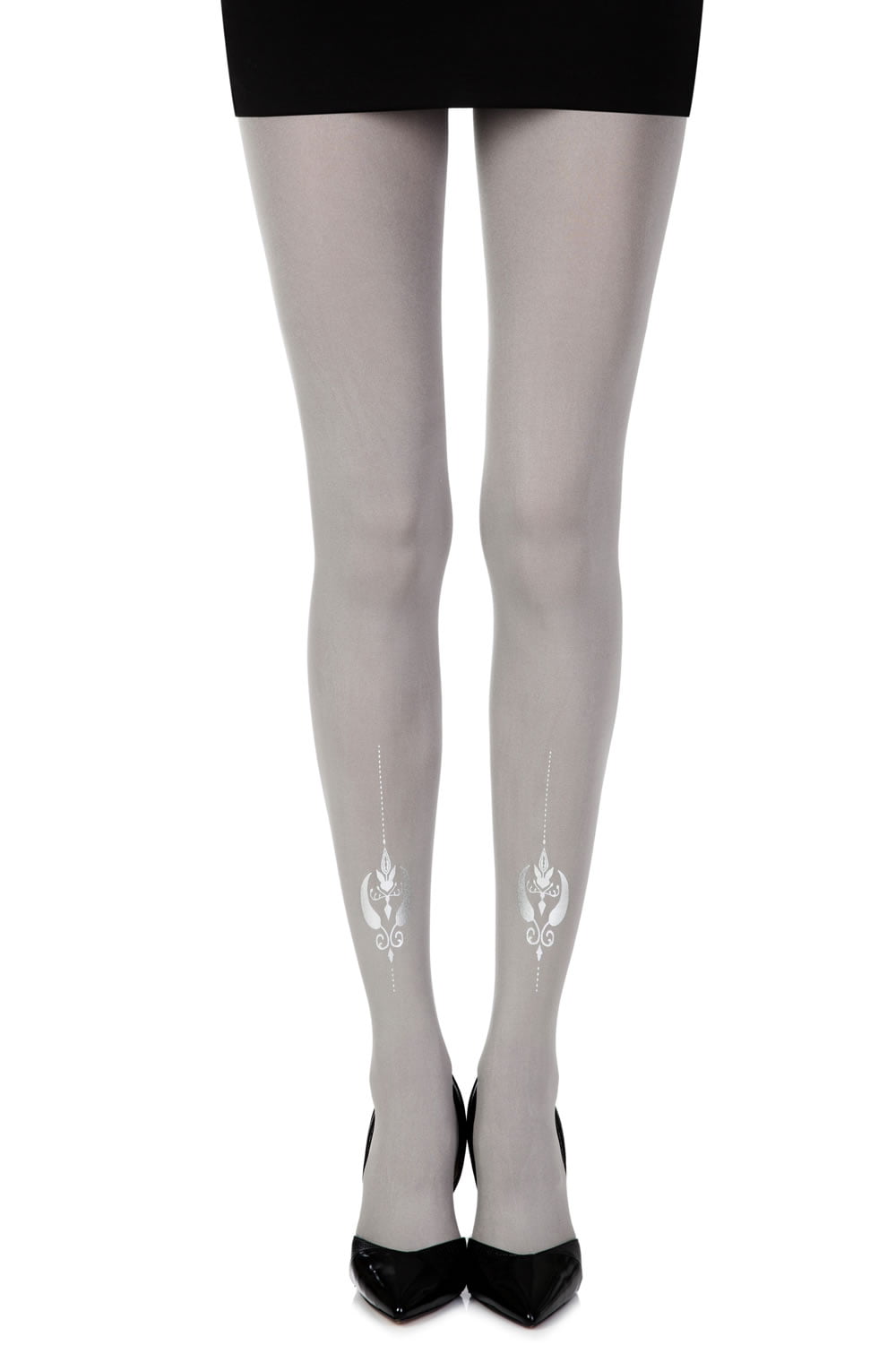 Zohara "Silver Line" Grey Print Tights-Katys Boutique