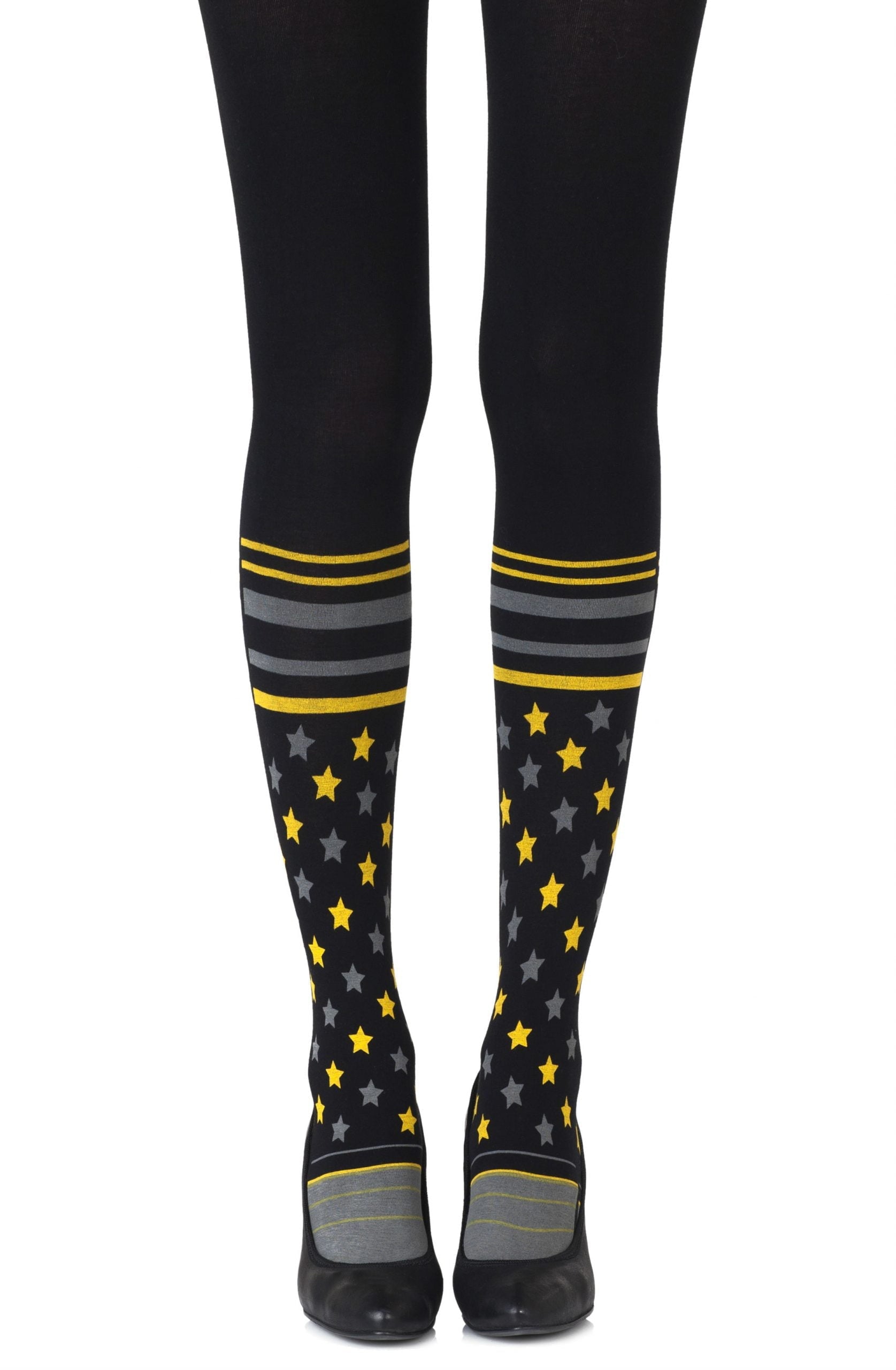 Zohara "Sock It To Me" Black Print Tights-Katys Boutique