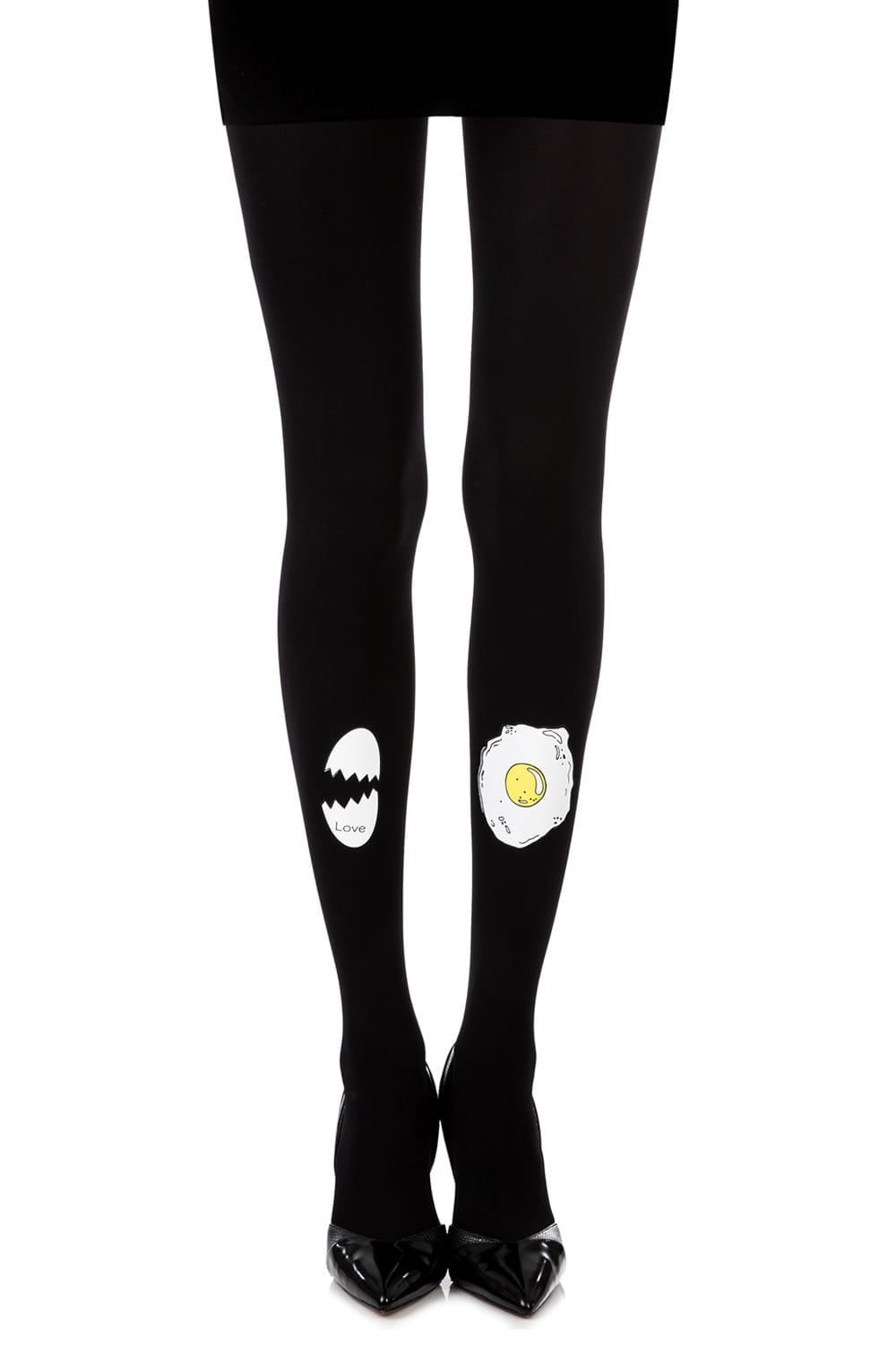 Zohara "Sunny Side Up" Black Print Tights-Katys Boutique