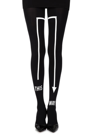 Zohara "This Way" Black Print Tights-Katys Boutique